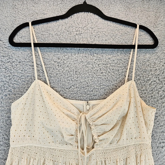 Rebecca Taylor Beige/Cream Lyra Embroidered cutout Midi dress Sz  10 Eyelets - Picture 5 of 16